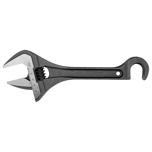 Bahco 10" Wide Jaw Adjustable Wrench with Valve-Persuader Hook