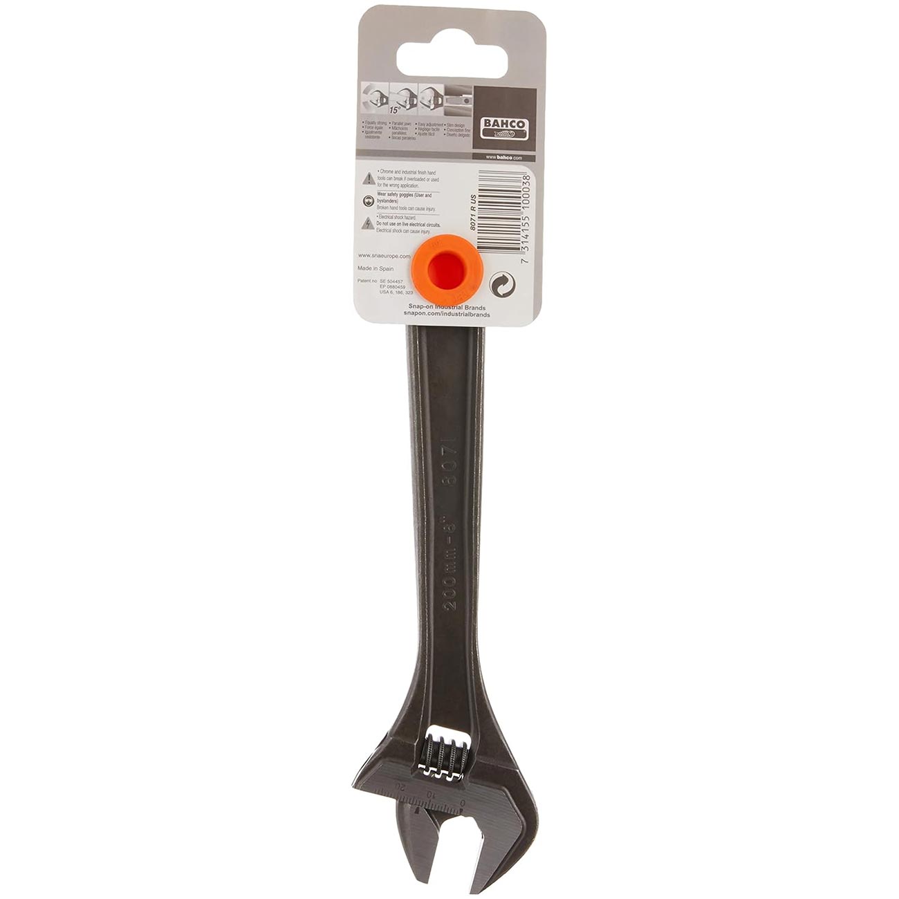 Bahco 8" Central Nut Adjustable Wrenches with Phosphate Finish