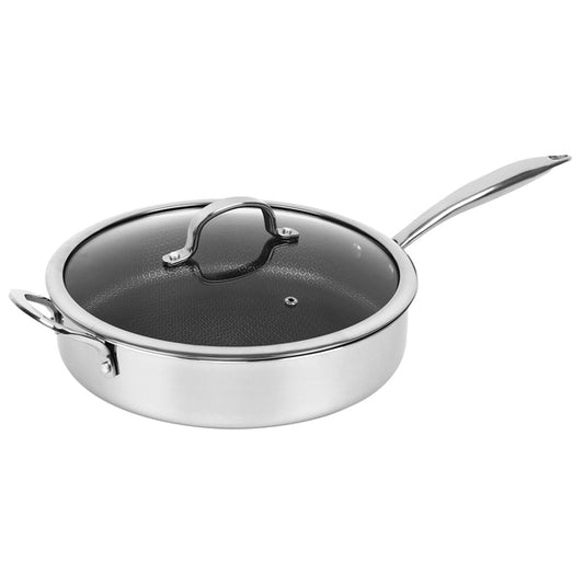 Brentwood B-DSH28L 11-In. Non-Stick Stainless Deep Saute Pan with Glass Lid