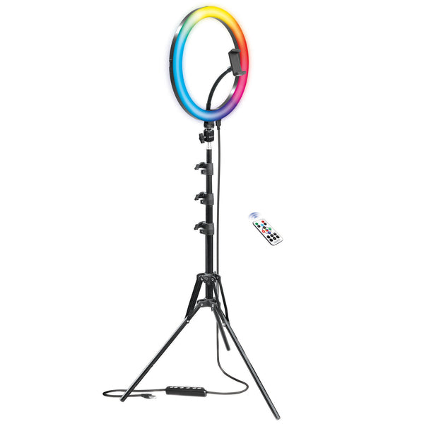 Bower WA-RLSRGB12 RGB Selfie Ring Light Kit, Wireless Remote, Tripod (12 In.)