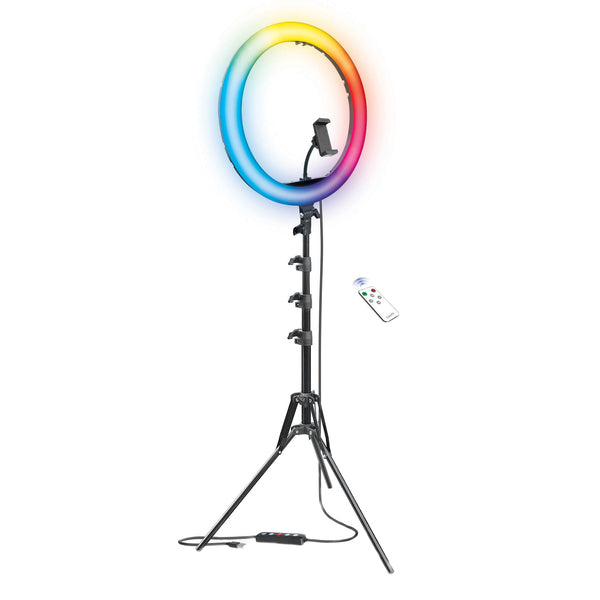 Bower WA-RLSRGB16 RGB Selfie Ring Light Kit, Wireless Remote, Tripod (16 In.)