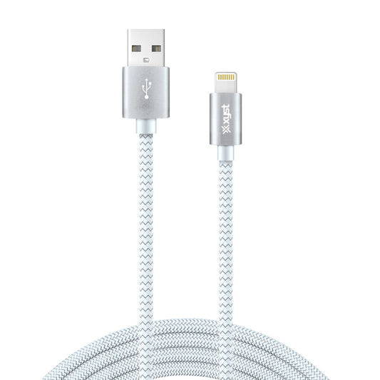 XYST XYS-L10604B Charge/Sync USB to Lightning Braided Cable, 10 Ft. (White)