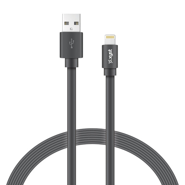 XYST XYS-L4204F Charge/Sync USB to Lightning Flat Cable, 4 Ft. (Black)
