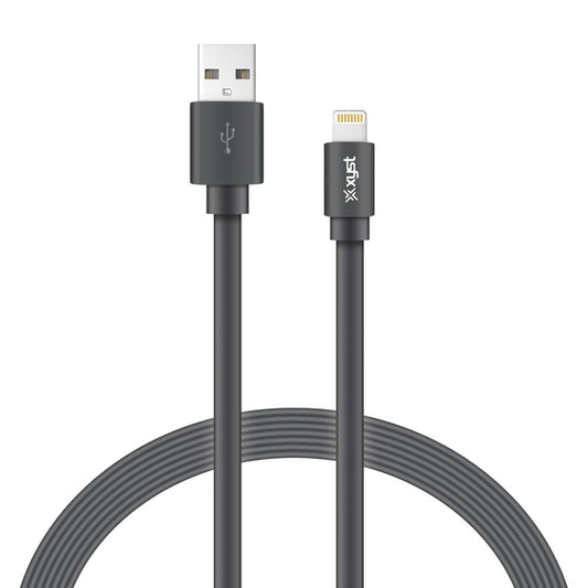 XYST XYS-L4204F Charge/Sync USB to Lightning Flat Cable, 4 Ft. (Black)