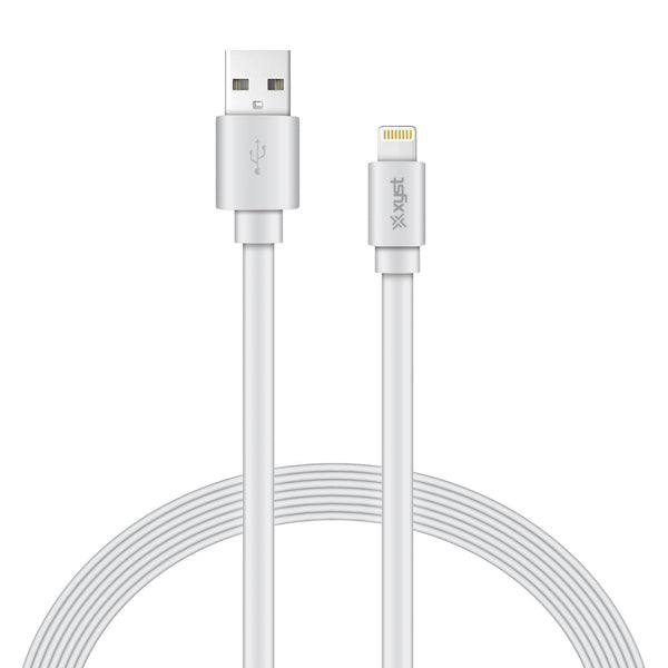 XYST XYS-L4604F Charge/Sync USB to Lightning Flat Cable, 4 Ft. (White)