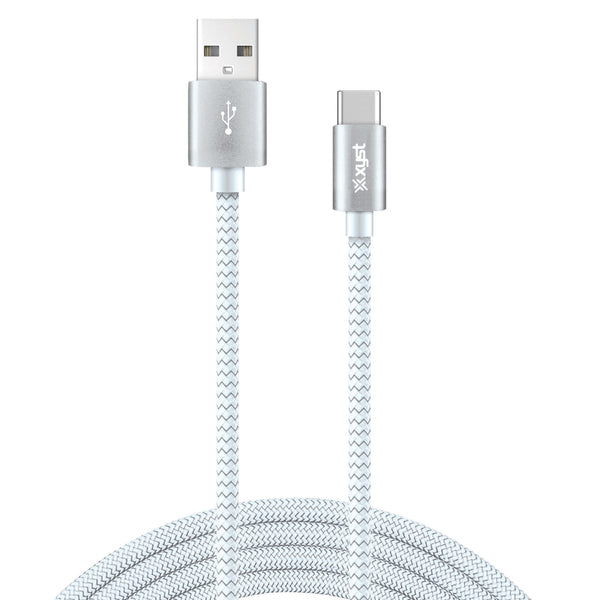 XYST XYS-TC10604B Charge and Sync USB to USB-C Braided Cable, 10 Ft. (White)