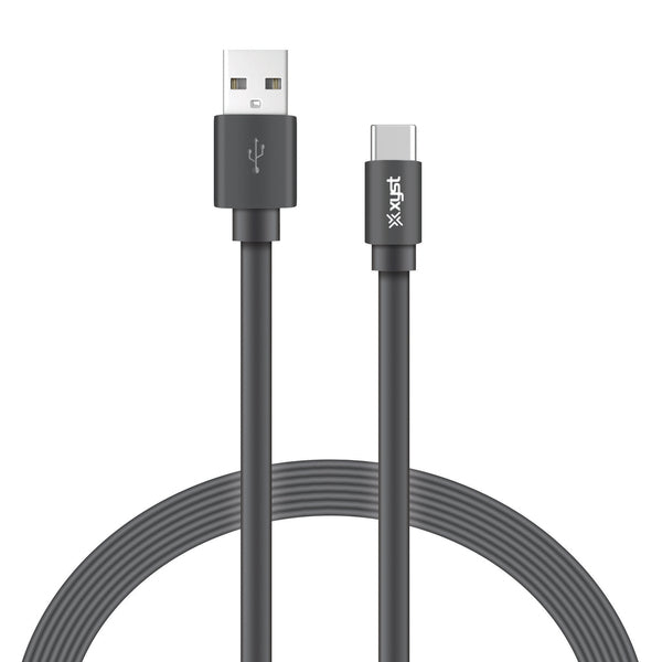 XYST XYS-TC4204F Charge and Sync USB to USB-C Flat Cable, 4 Ft. (Black)