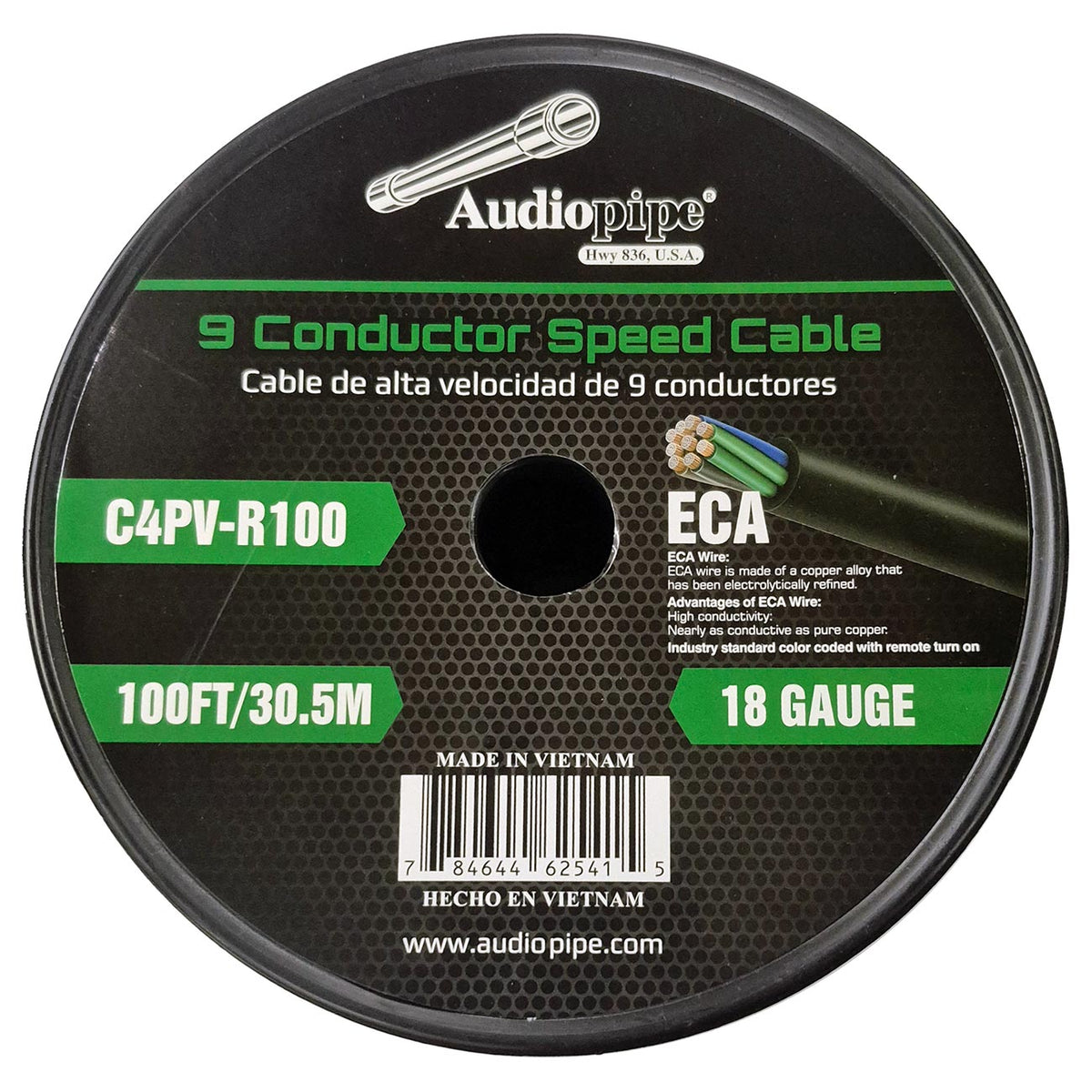 Audiopipe “Speed Cable” 9 Conductor 18-Gauge 100 Feet Speed Cable