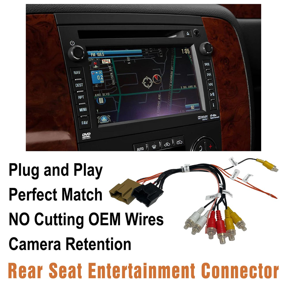Crux Rear Seat Entertainment Retention Cable for Select GM Trucks/SUV '12-'14