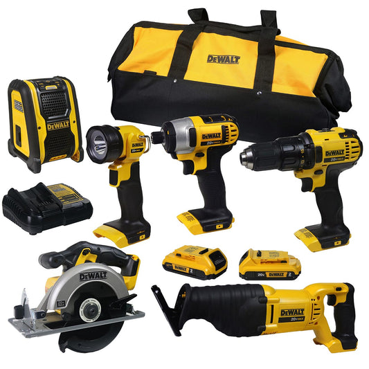 DeWalt 20V MAX XR Cordless 6-Tool Kit w/(2) 20V 2.0Ah Batteries and Charger