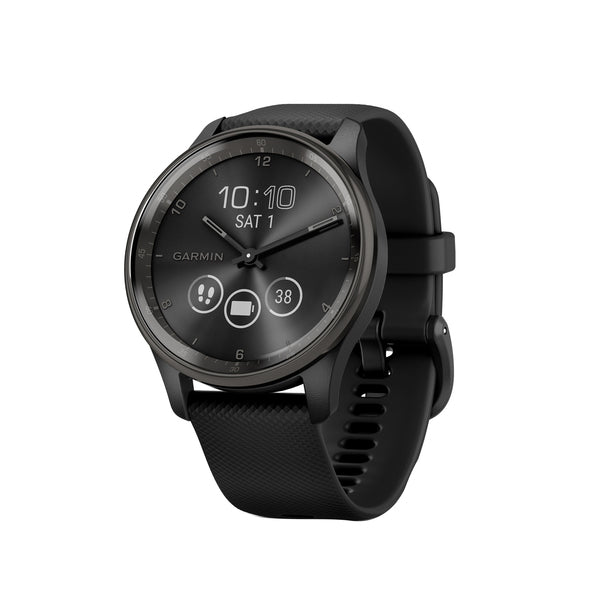 Garmin 010-02665-00 Vivomove Hybrid Stainless Smartwatch Silicone Band(Black)