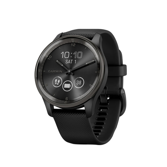 Garmin 010-02665-00 Vivomove Hybrid Stainless Smartwatch Silicone Band(Black)