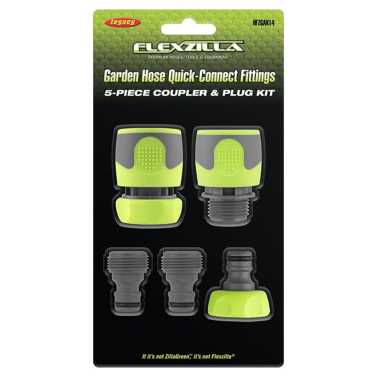 Flexzilla Garden Hose Quick Connect Fittings Coupler Plug Kit (5 Piece) HFZGAK14
