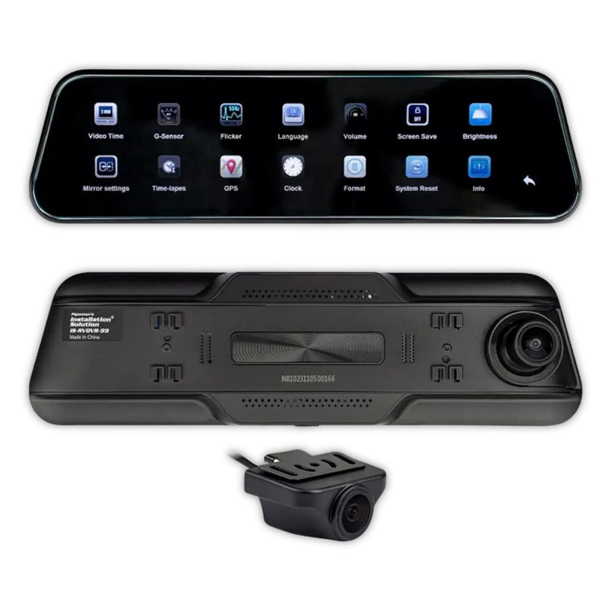 Pipeman's InstallSolution 9.66" Monitor with Rear View Mirror and DVR
