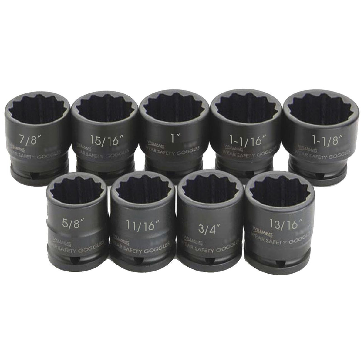Williams 3/4″ Drive Shallow Skirt Impact SAE Socket Set - 12 Point (9 Piece)