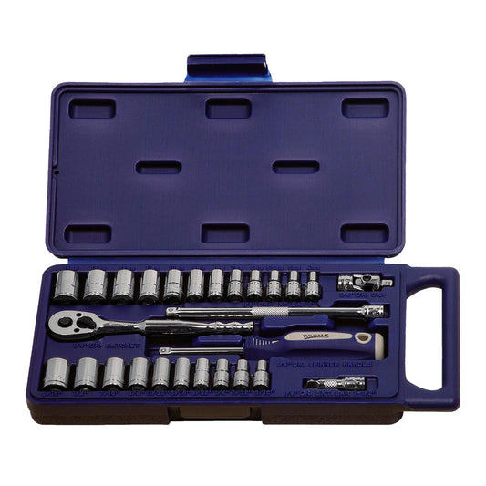 Williams 1/4" Drive Metric/SAE 6-Point Socket Set (27-Piece)