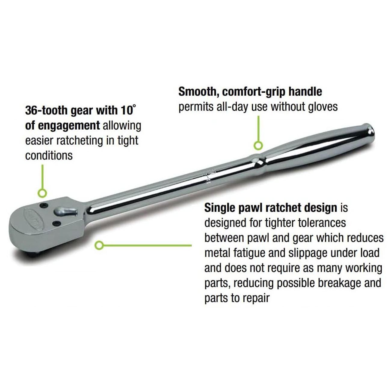 Williams 3/8" Drive Sealed Narrow Head Ratchet 36 Teeth
