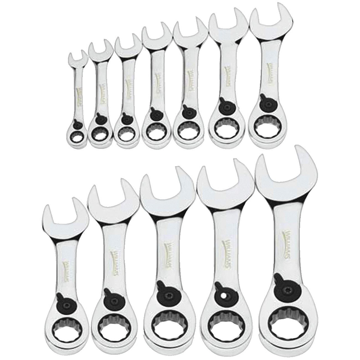 Williams Metric Stubby Ratcheting Combination Wrench Set 12-Point JHWMWS12RCS