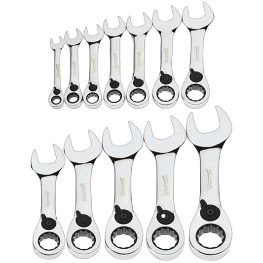 Williams Metric Stubby Ratcheting Combination Wrench Set 12-Point JHWMWS12RCS