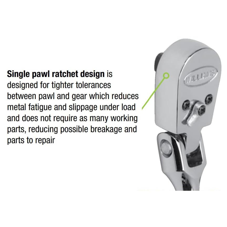 Williams 1/2" Drive Sealed Narrow Flex-Head Ratchet 36 Teeth