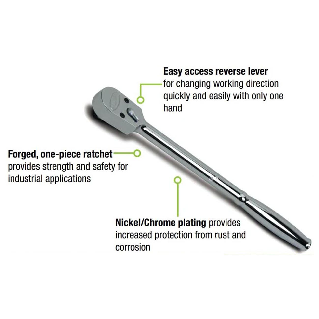 Williams 1/2" Drive Sealed Narrow Head Ratchet with 15" Long Handle 36 Teeth