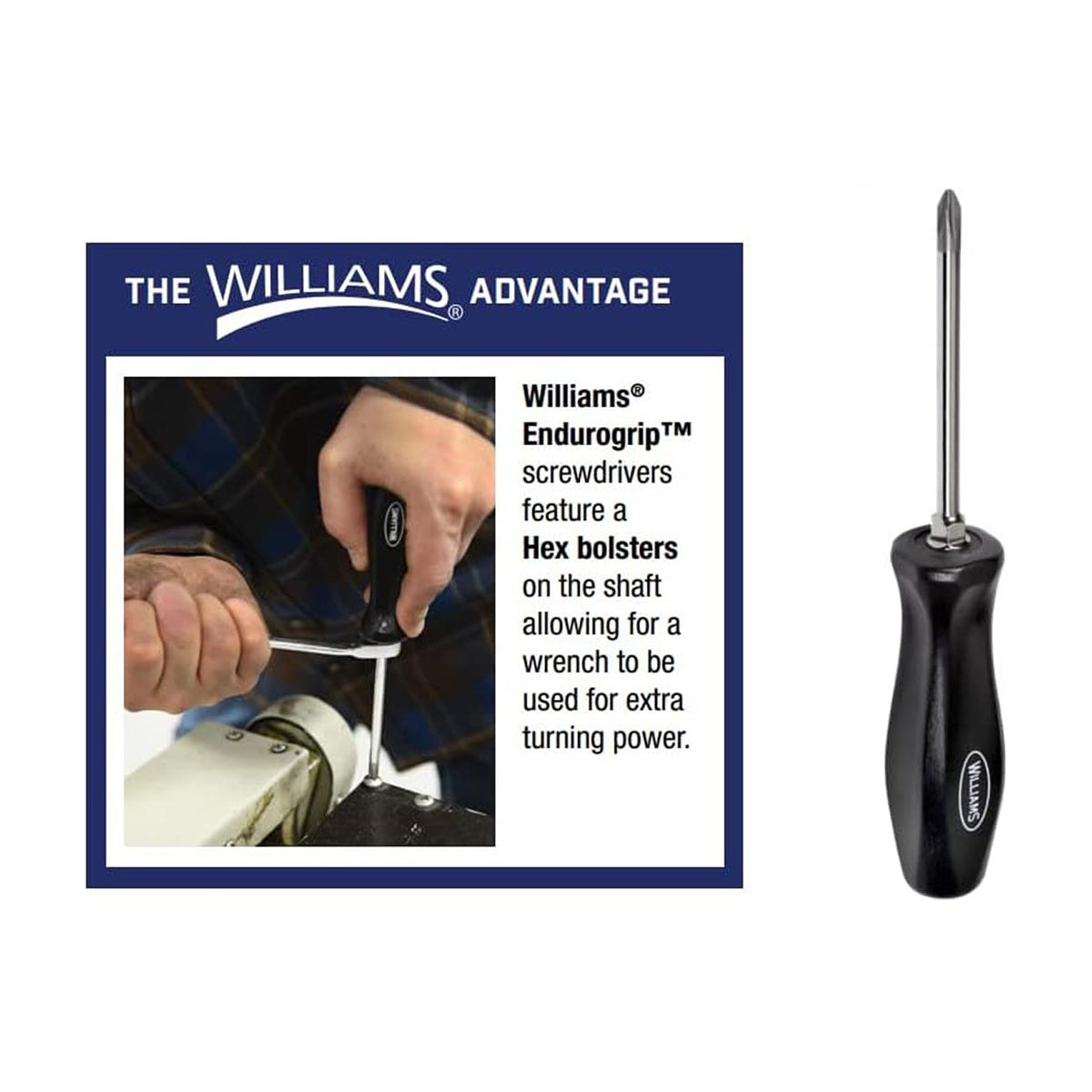 Williams Endurogrip Screwdriver: Slotted 7/16" x 10" with Hex Bolster JHWSDR30