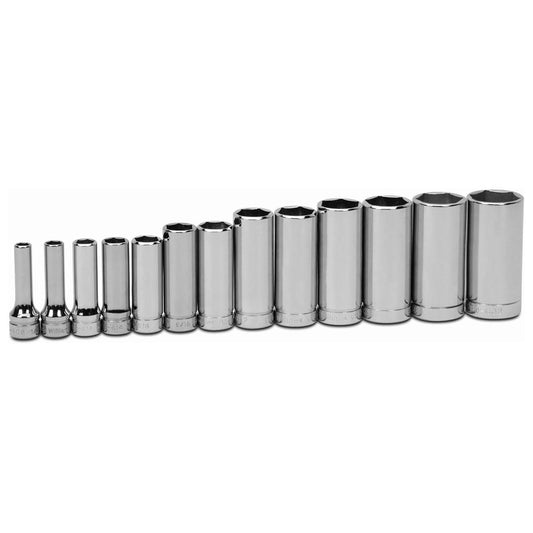 Williams 3/8" Drive Deep SAE Socket Set on Clip Rail  6-Point (13 Piece)