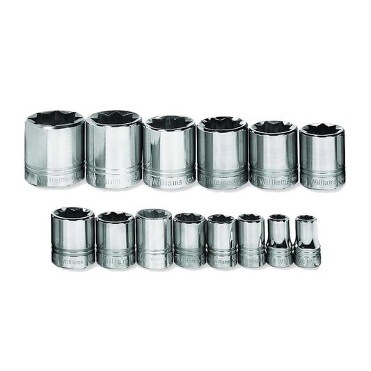 Williams 1/2″ Drive Shallow SAE Socket Set on Clip Rail 8-Point JHWWSS814RC
