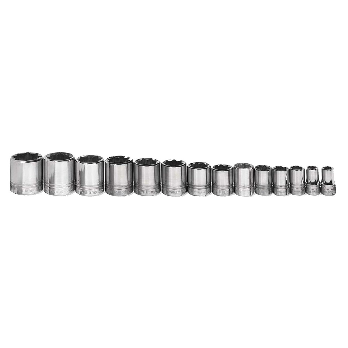 Williams 1/2″ Drive Shallow SAE Socket Set on Clip Rail 8-Point JHWWSS814RC