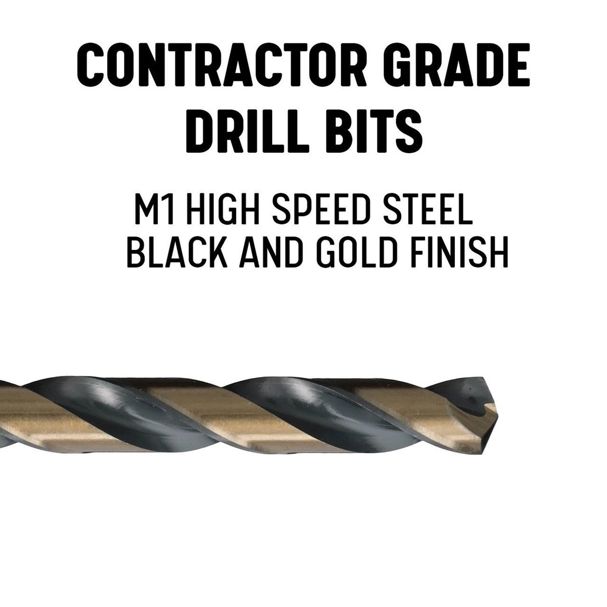 DRILL AMERICA 1-1/8 Reduced Shank HSS Black & Gold Drill Bit w Shank KFD3F118