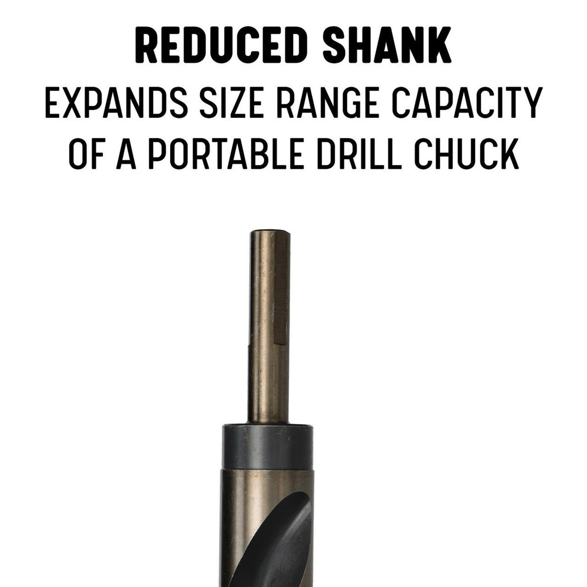 DRILL AMERICA 1-1/8 Reduced Shank HSS Black & Gold Drill Bit w Shank KFD3F118