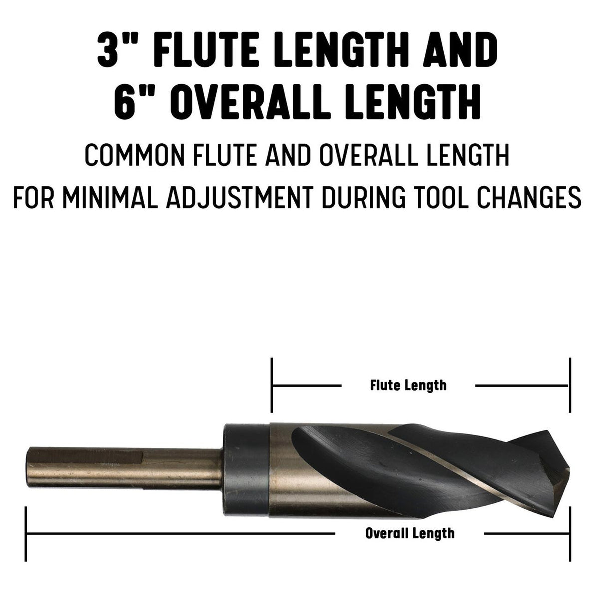 DRILL AMERICA 1-1/8 Reduced Shank HSS Black & Gold Drill Bit w Shank KFD3F118