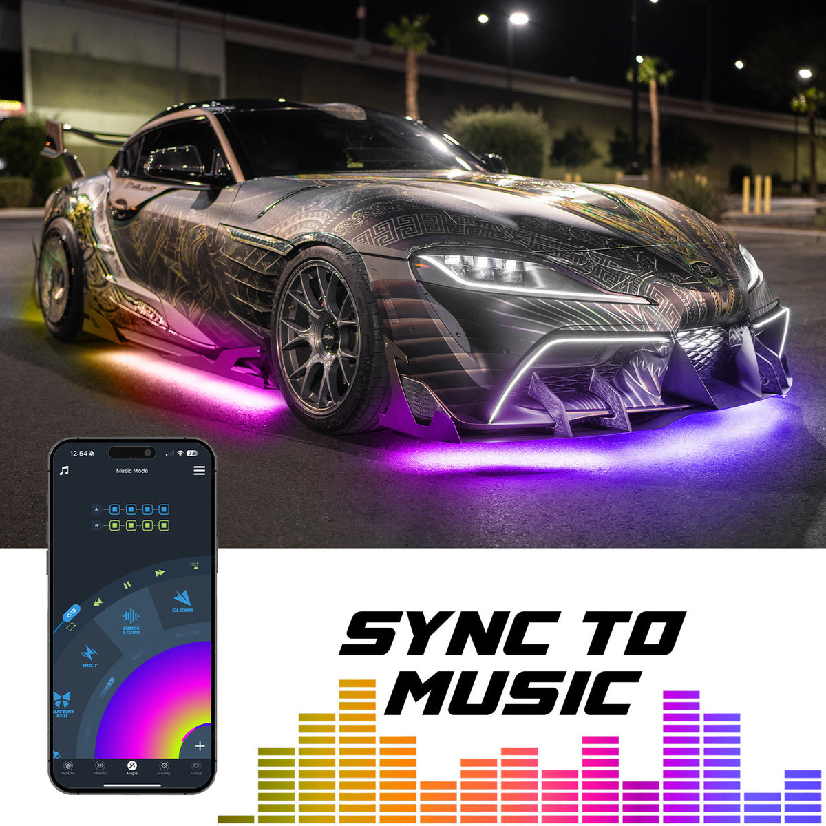 XKGlow XKmax RGB+W Addressable Car LED Underglow App Control Light Kit