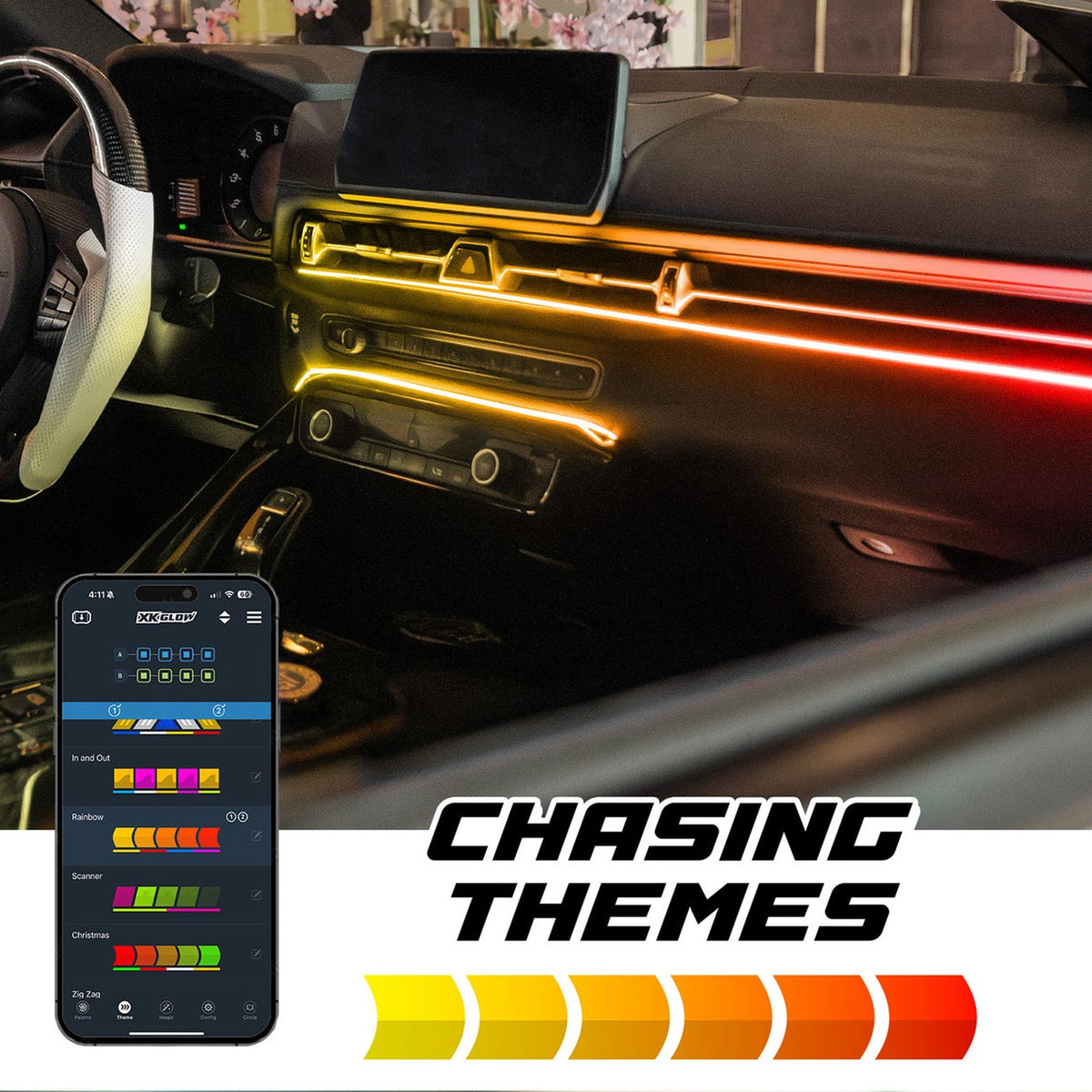 XKGlow XKmax 2x30in + 4x43in Fiber Interior Light Strip App Control Kit MXFOPRO