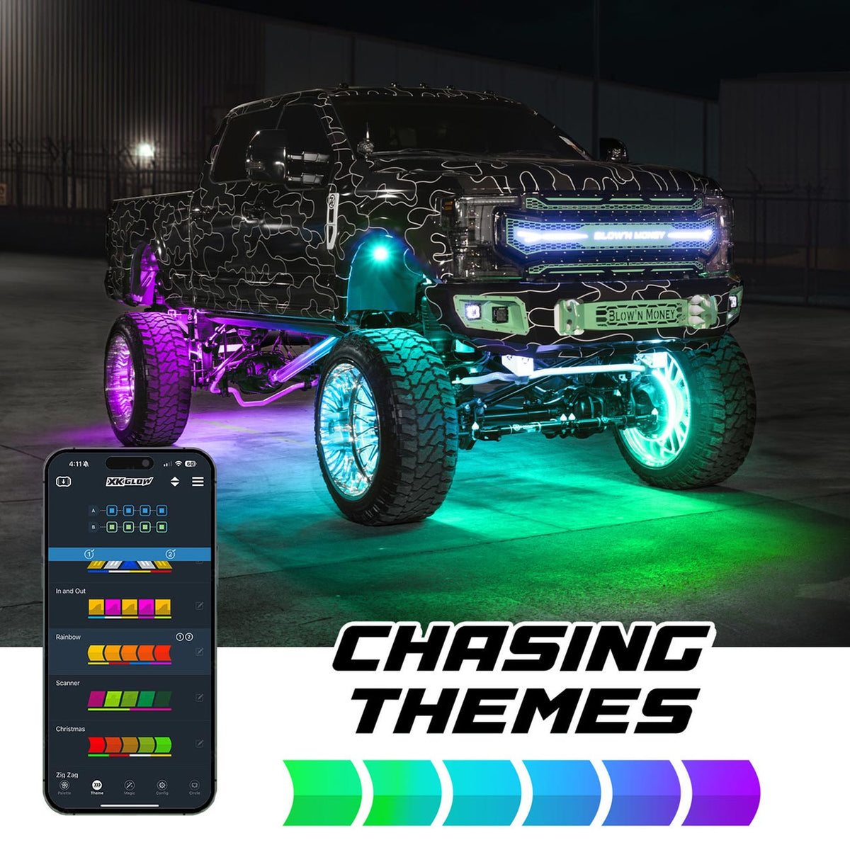 XKGlow XKmax RGBW Color Chasing LED App Control Rock Light Kit (12 Rock Pods)