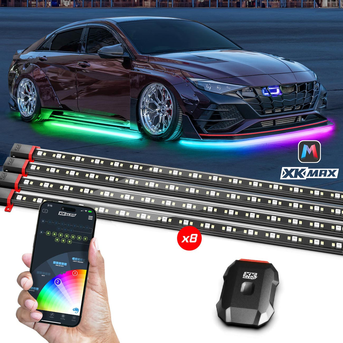 XKGlow XKmax RGBW Color Chasing LED App Control Rock Light Kit (4 Rock LEDs)