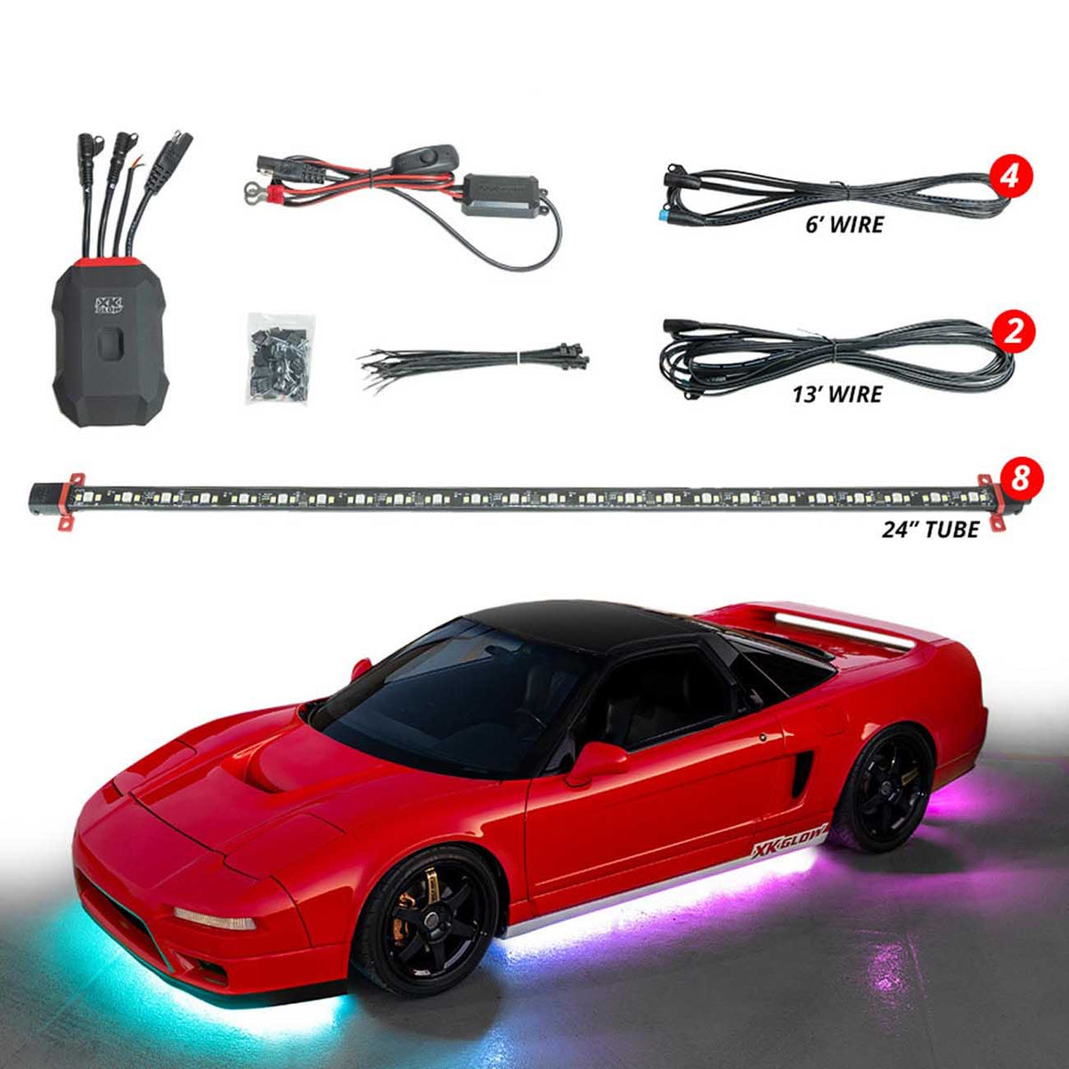 XKGlow XKmax RGBW Color Chasing LED App Control Rock Light Kit (4 Rock LEDs)