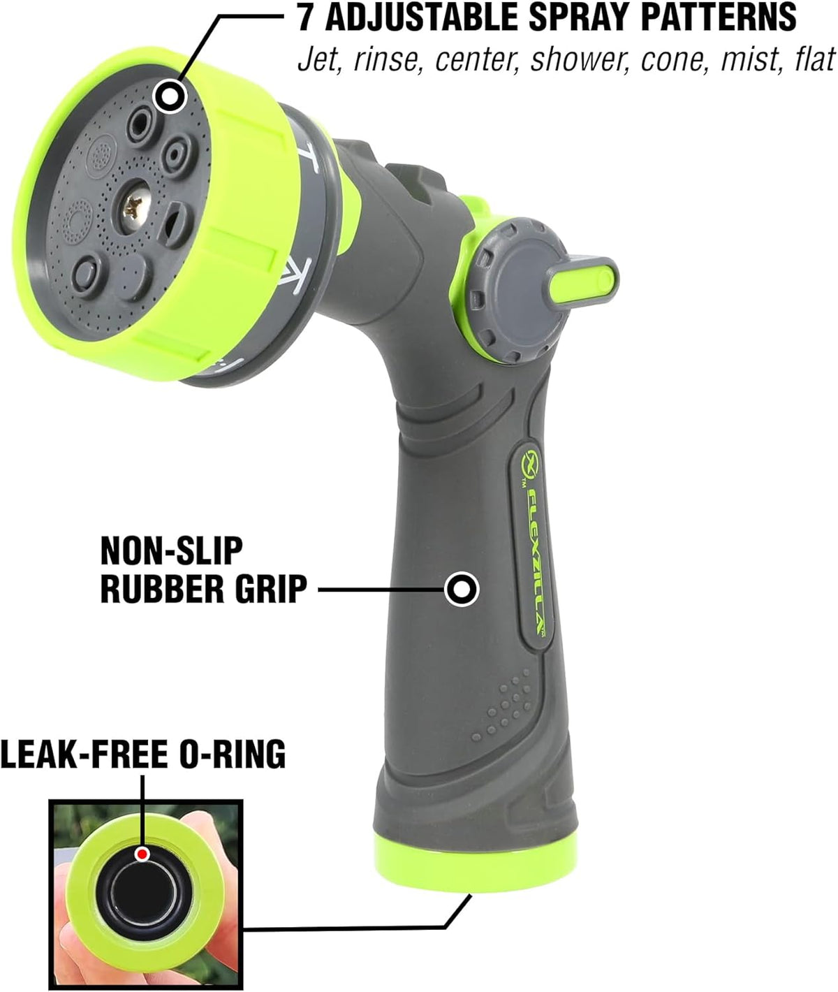 Flexzilla® HD 7-Pattern Adjustable Flow Garden Hose Nozzle NFZG52E