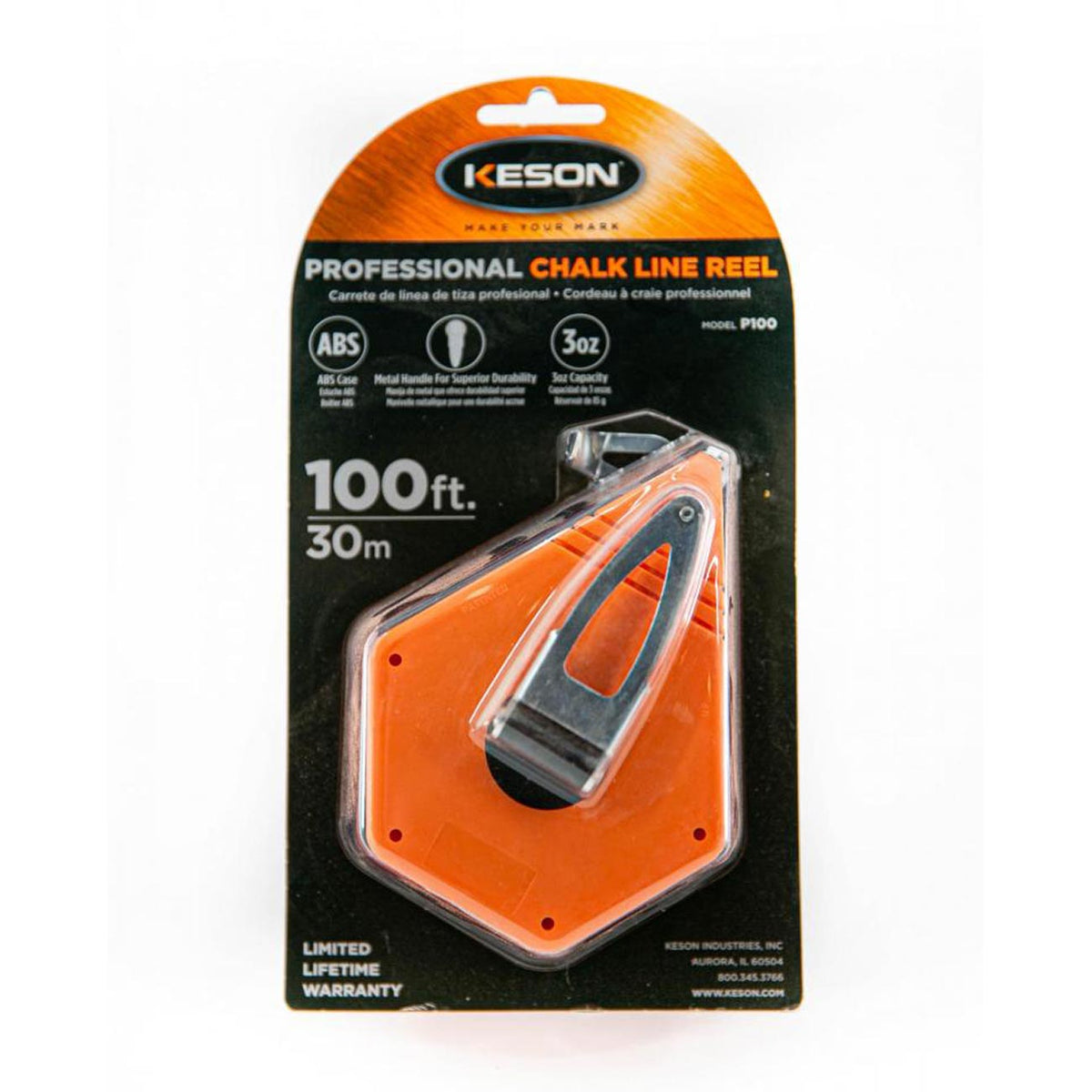 Keson Octagonal Chalk Bold Line Reel (1.5mm Thick String) - 100 ft. P100KESON