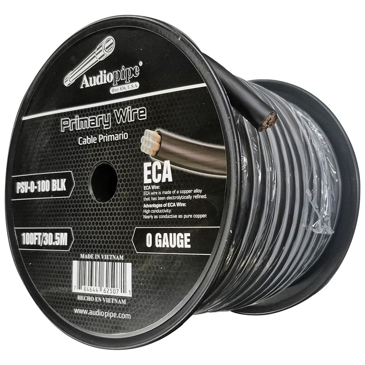 Audiopipe Flexible Power Cable 0 Gauge 100 Foot - Black PSV0100BLK