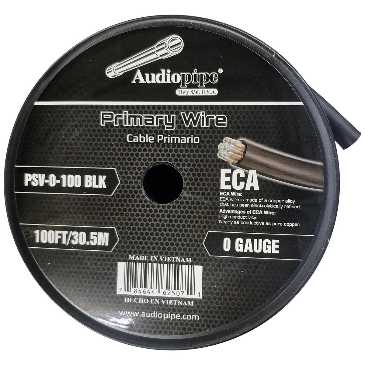 Audiopipe Flexible Power Cable 0 Gauge 100 Foot - Black PSV0100BLK