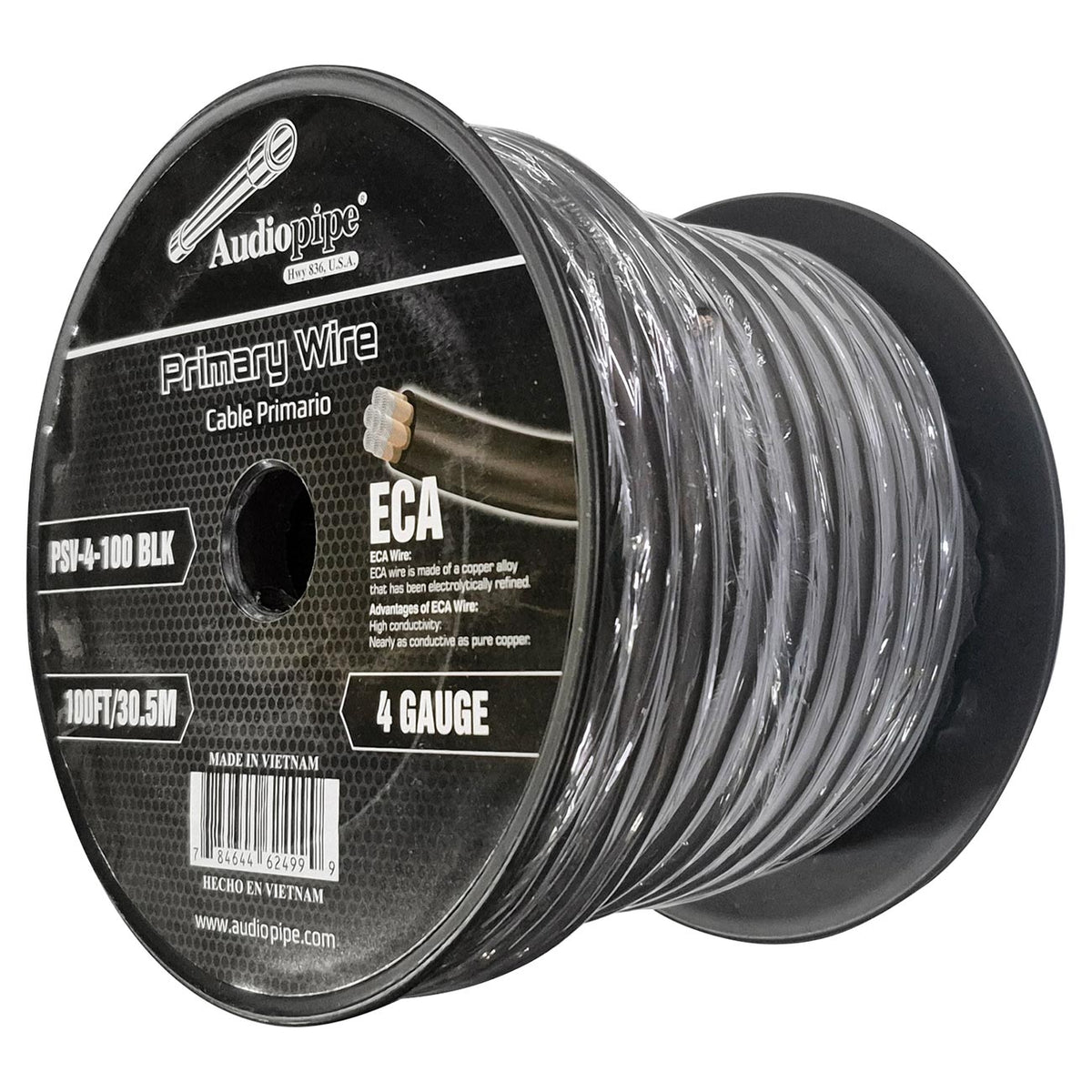 Audiopipe Flexible Power Cable 4 Gauge 100 Foot - Black PSV4100BLK