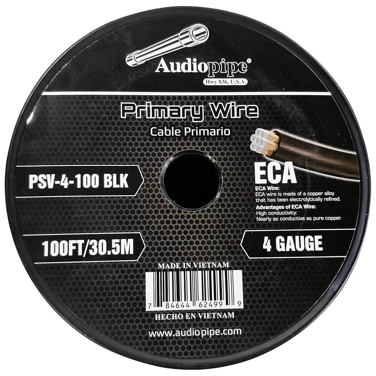 Audiopipe Flexible Power Cable 4 Gauge 100 Foot - Black PSV4100BLK