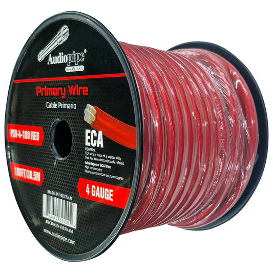 Audiopipe Flexible ECA Power Cable 4 Gauge 100 Foot - Red PSV4100RED