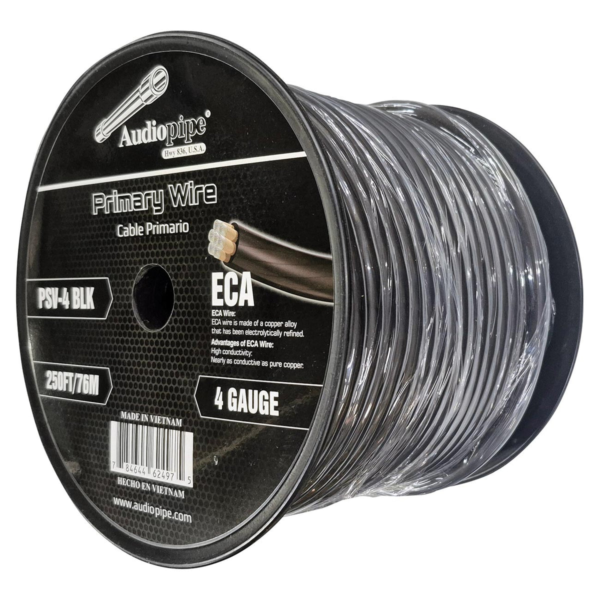 Audiopipe Flexible ECA Power Cable 4 Gauge 250 Foot - Black