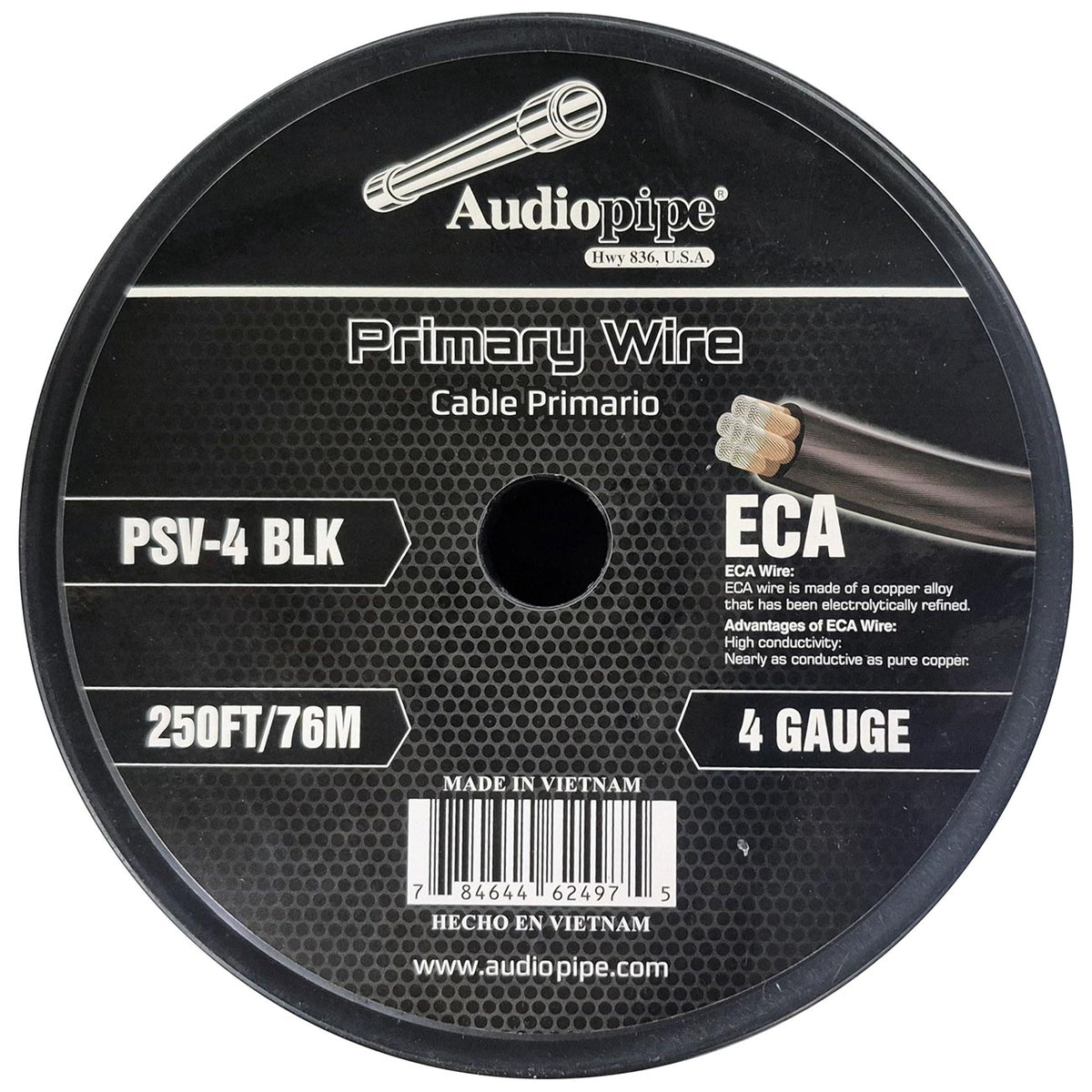 Audiopipe Flexible ECA Power Cable 4 Gauge 250 Foot - Black
