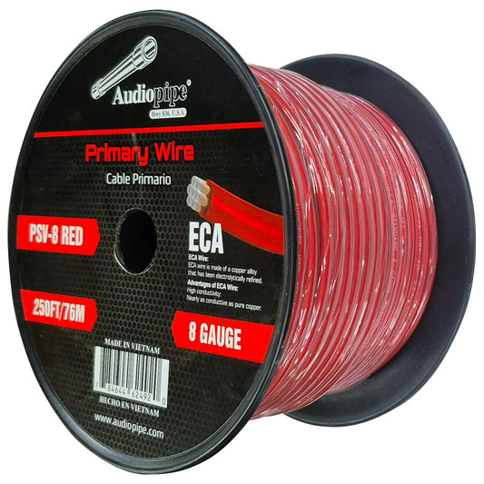 Audiopipe Flexible ECA Power Cable 8 Gauge 250 Foot - Red