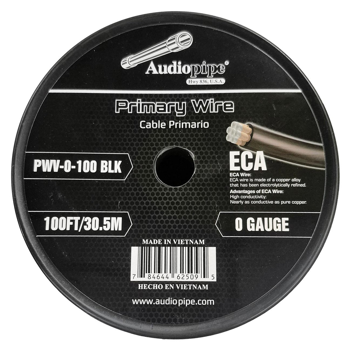 Audiopipe Power Cable 0 Gauge 100 Foot - Black PWV0100BLK