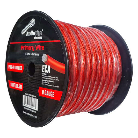 Audiopipe Flexible ECA Power Cable 0 Gauge 100 Foot - Red