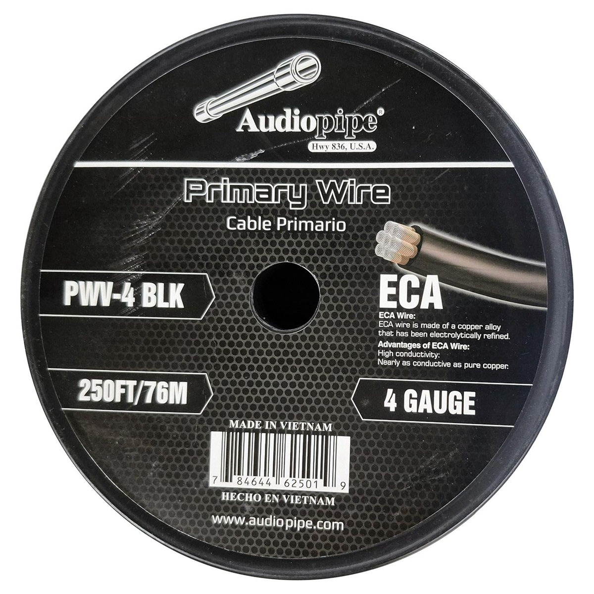 Audiopipe Flexible ECA Power Cable 4 Gauge 250 Foot - Black PWV4BLK